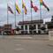 In Independence Plaza, flags of the 5 nations freed by Bolivar