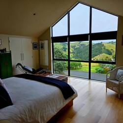 Bedroom of 'The Barn' apartment; private, scenic, quiet, so comfy!
