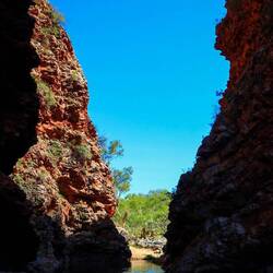 Simpsons Gap ist eine Felsöffnung voller Wasser