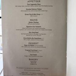 Lunch menu on FJ362.