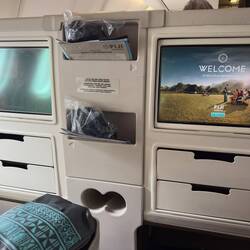 Old school angled lie flat seats on Fiji Airways' A330.