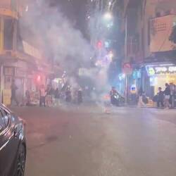 Local street fireworks on walk home