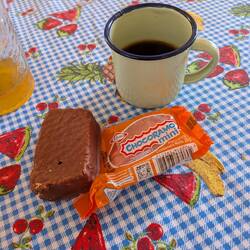 A confection with house coffee. Both delicious