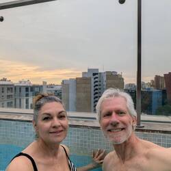 Swimming in the rooftop pool