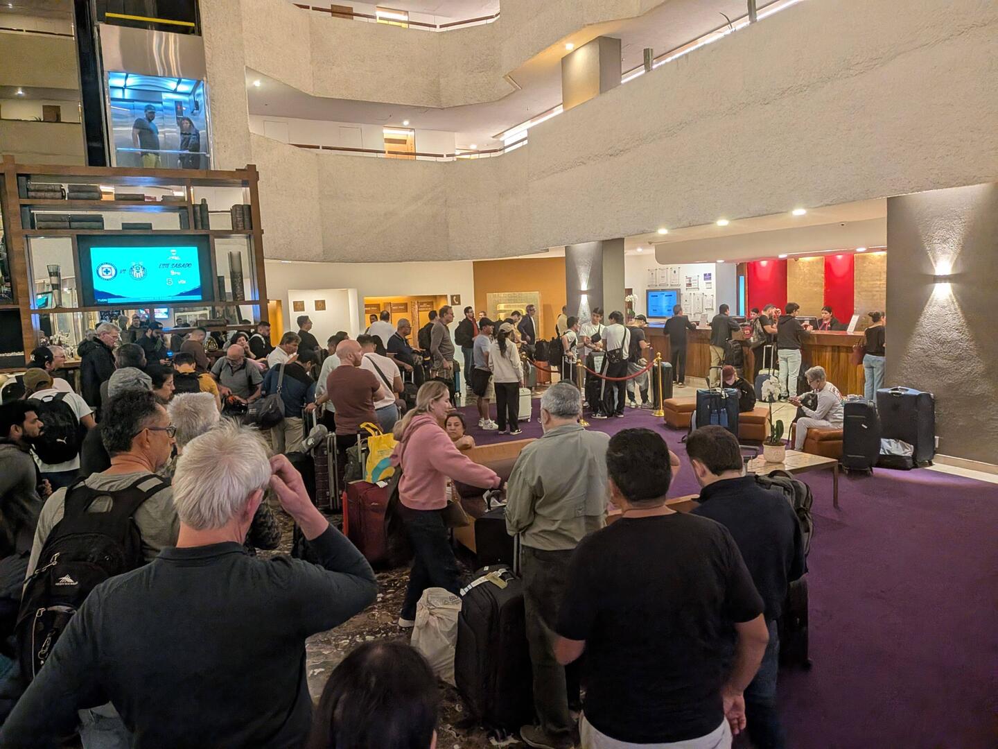 The line to check into the airport hotel was a little over an hour wait