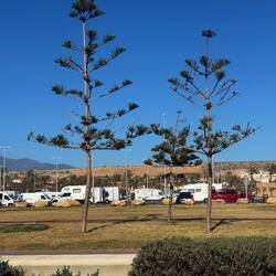 Blick vom Strand aus auf den Parkplatz