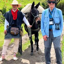 While hiking the Cocora Valley, we met a real Coffee picker transporting coffee beans. Note shoes