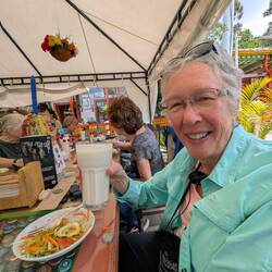 A coconut cream lemonada and garlic trout