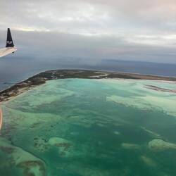 My seatmate took this photo for me while FJ822 was on finals over Christmas Island, Kiribati.