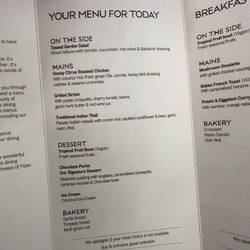 Supper menu on FJ822.