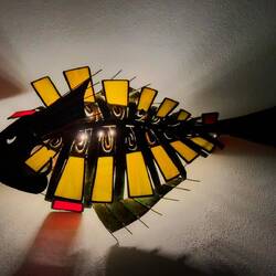 Appropriate lighting for a seafood place — Bologna, Italy.