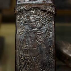 Embossed leather pencil case manufactured in Italy c. 1428 ... Museo Davia Bargellini — Bologna.