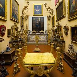 Faldstool Chair; Empire style; used by higher clergy in the 19th century ... Museo Davia Bargellini.