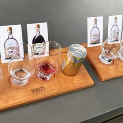 Gin tasting including a Pinot Noir co-fermented gin. Not a fan, but the basic was fantastic!