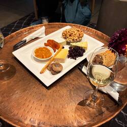 Local area cheeses on a lovely charcuterie board