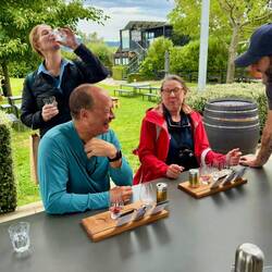 Tasting the "Navy strength" while Cyndee enjoys the basic :)