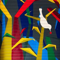 Colorful mural from our afternoon stroll — Bologna, Italy.