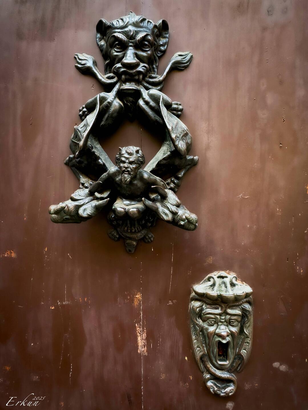 Door knocker and keyhole plate — Bologna, Italy.