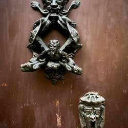 Door knocker and keyhole plate — Bologna, Italy.