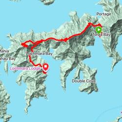 Route from Torea Bay to Lochmara Lodge: 6 miles, 1400 feet elevation