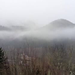 Nebel über dem Fluss