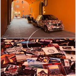 Covered passage that leads to Piazza Galvani — Bologna, Italy