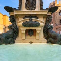 Some of the figures at the Neptune Fountain at Piazza del Nettuno — Bologna, Italy.