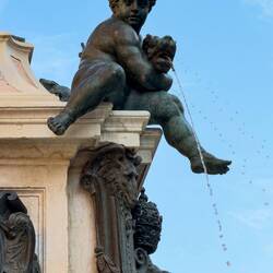 Some of the figures on the Neptune Fountain at Piazza del Nettuno — Bologna, Italy.