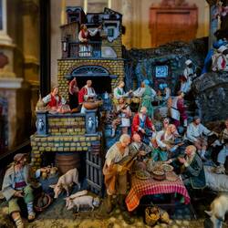Scene from a portion of the Neapolitan Nativity Scene at the cathedral — Ferrara, Italy.