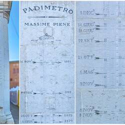 High water markings for the Po River ... highest in 1951 — Ferrara, Italy.