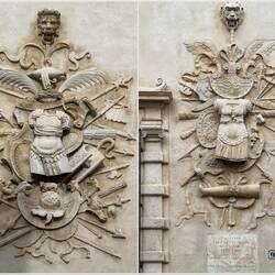Detail from the façade of Palazzo dei Bentivoglio — Ferrara, Italy.