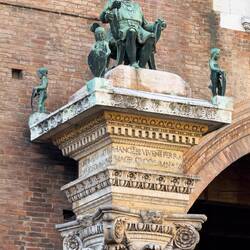 Heavily decorated column capital — Ferrara, Italy.