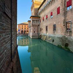 Estense Castle ... the moat is filled with water from the Po River — Ferrara, Italy.