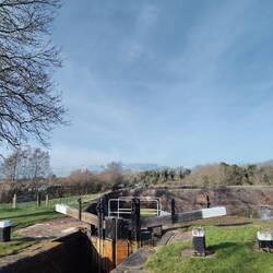 Iron from the water staining the lock gates