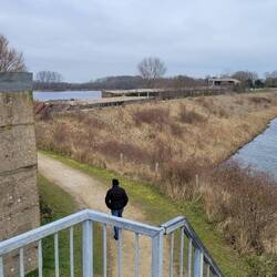 Blick von oben auf die vier Caissons