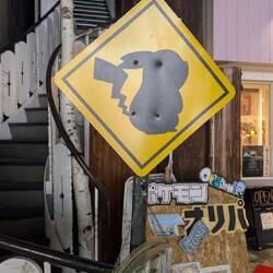 Ein Pikachu Straßenschild.