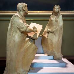 Statue group depicting St Luke painting the Madonna ... Basilica della Madonna di San Luca — Bologna