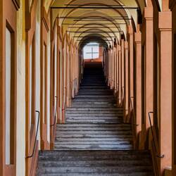 Parts of the portico up to the sanctuary have steps — Bologna, Italy.