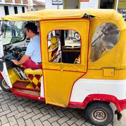 Local transportation in Jericho was a moto carros -- 3 wheel motorcycle with a cab. Was a fun ride!