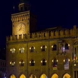 Palazzo d'Accursio and the clock tower — Bologna, Italy.