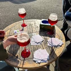Drinks and card games on the terrace
