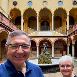Courtyard of the Hospital of Death ... now the Museo Civico Archeologico di Bologna.