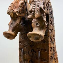 Part of an 8th-7th century BC andiron — Museo Civico Archeologico di Bologna.