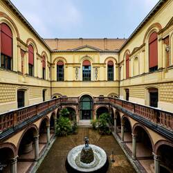 Courtyard of the Hospital of Death ... now the Museo Civico Archeologico di Bologna.
