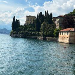 Looking back to Villa Cipressi on its promontory