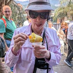 A pineapple, mango and passion fruit freeze pop. A local fave.