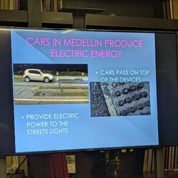 Cars drive over receptors and generate power