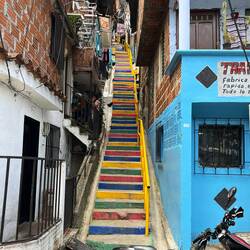 Stairway going up to a group of houses