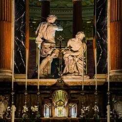 The "Decollation of Saint Paul" on the high altar ... Chiesa di San Paolo Maggiore — Bologna, Italy.