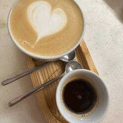 Coffee, a cortado and an espresso